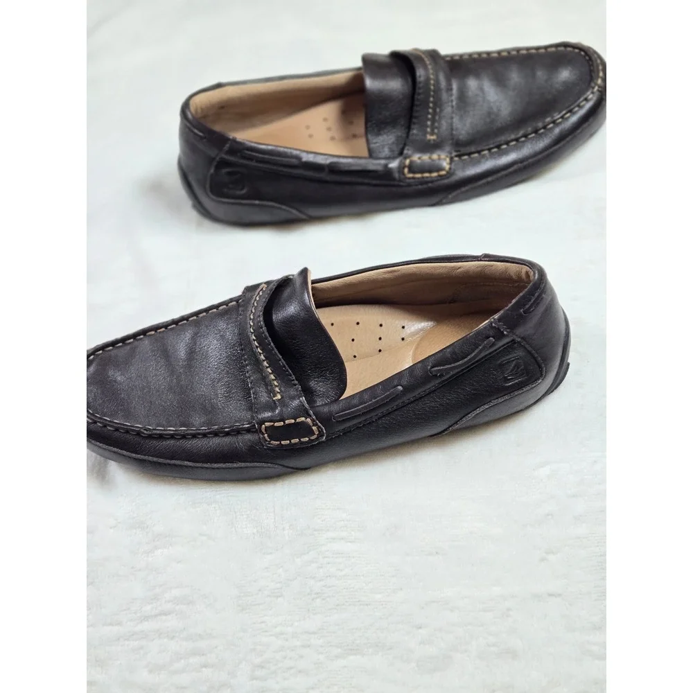 Sperry Top-Sider Mens Dark Brown Leather Loafers Moc Toe Shoes‎ Boat shoe 10.5